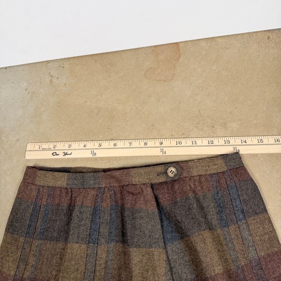 VTG 80's CRICKETEER Tailored Woman Plaid Pleated Midi Skirt Size 10 Wool Blend - Picture 5 of 8
